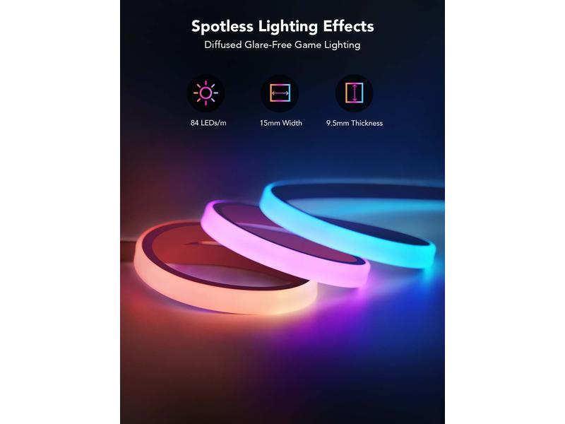 Govee LED Stripe Neon Gaming Table Light, 3 m, RGBIC, Wi-Fi LED Neon Rope Lights for Desks