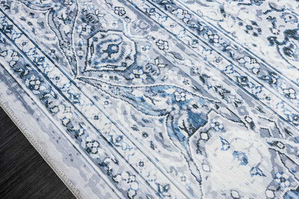 Orientalischer XXL Teppich OLD MARRAKESCH 350x240cm grau blau Flachgewebe