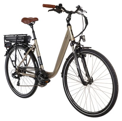 Vélo de Ville Électrique Mixte Bicyklet Claude Shimano Tourney 7V 500 Wh 700 mm Beige Marron - Produit Reconditionné