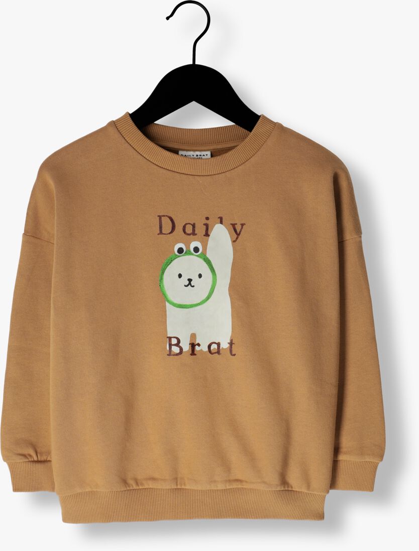 DAILY BRAT beige daily brat sweater cosy cat sweater leafy brown