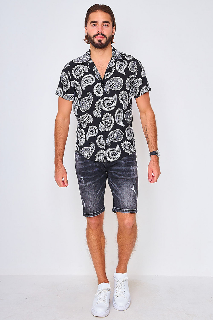 Chemise manches courtes à imprimé paisley