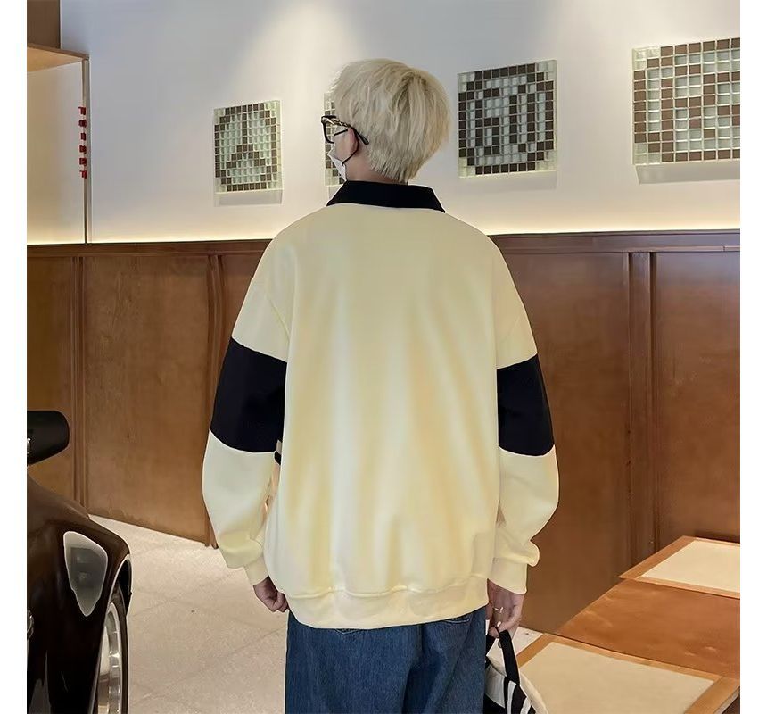 Acrius - Tweekleurig polosweatshirt