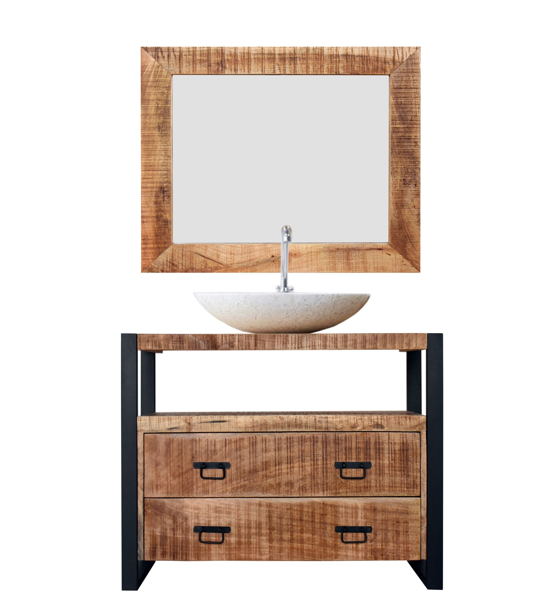 MD Interior Woodz spiegel met houten omlijsting 100x70cm