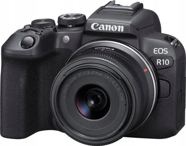 Canon EOS R10 - Digitalkamera - spejlløst - 24.2 MP - APS-C - 4K / 60 fps - 2.5x optisk zoom RF-S 18-45 mm F4.5-6.3 IS STM objektiv - Wi-Fi, Bluetooth - sort
