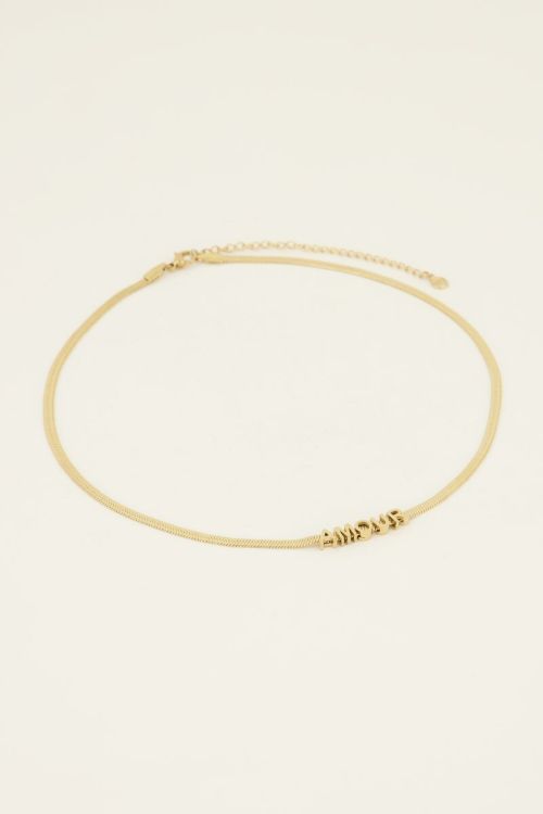 Platte schakelketting met amour tekst