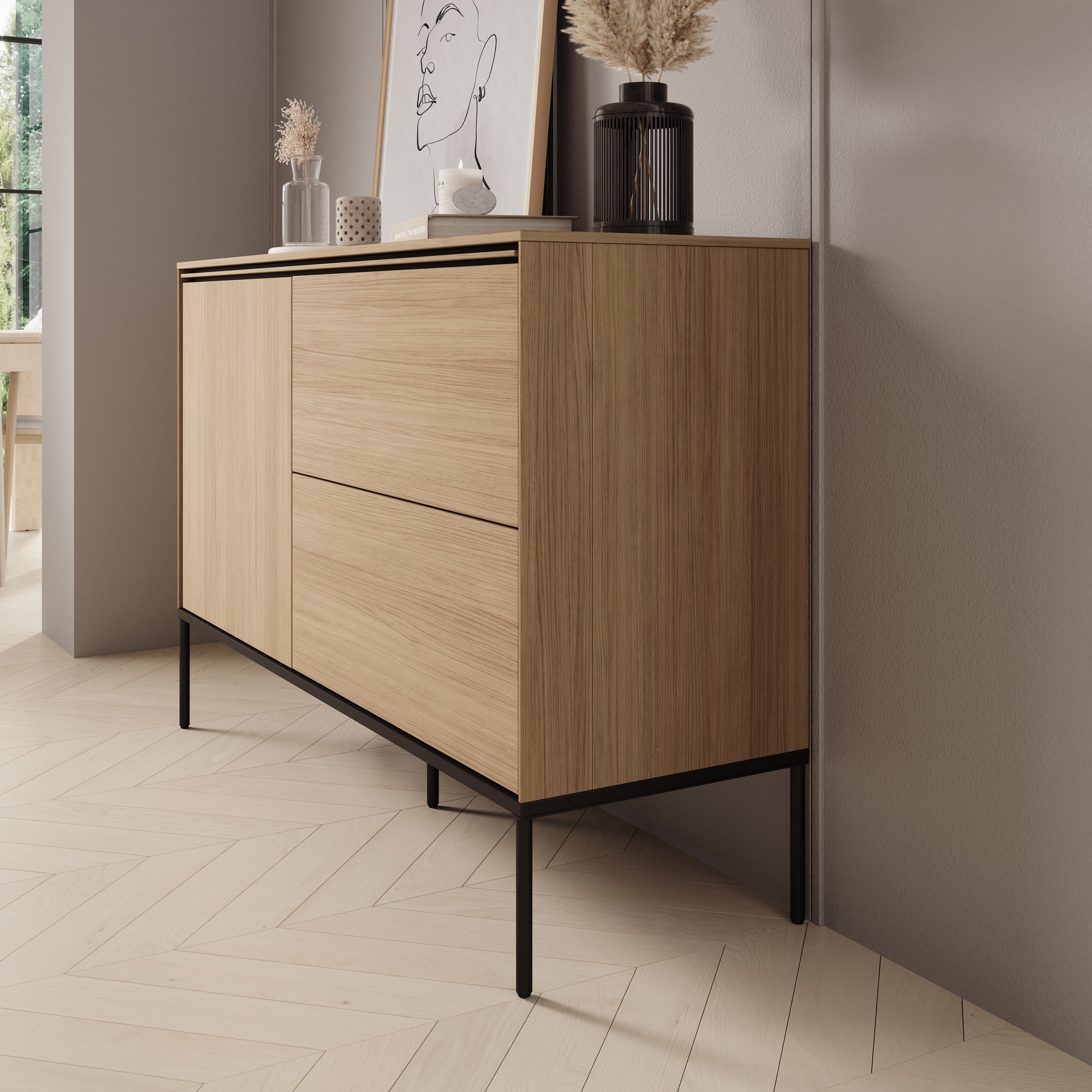 Meubella - Vicious - Dressoir - Eiken - 127x41x85 cm