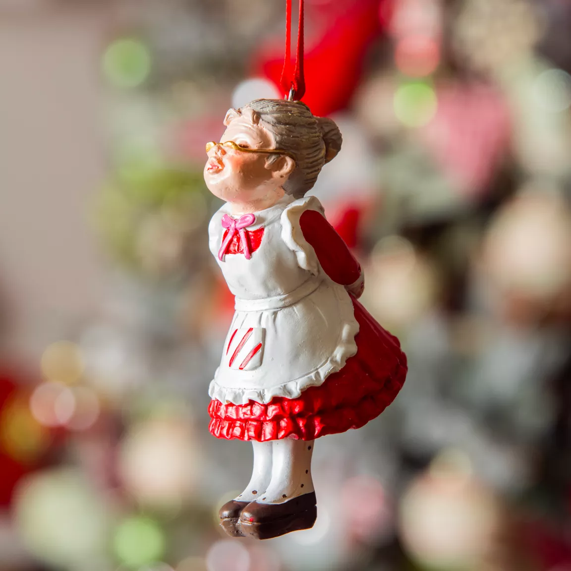 Mère Noël à suspendre (H10 cm) Christmas Rouge et blanc