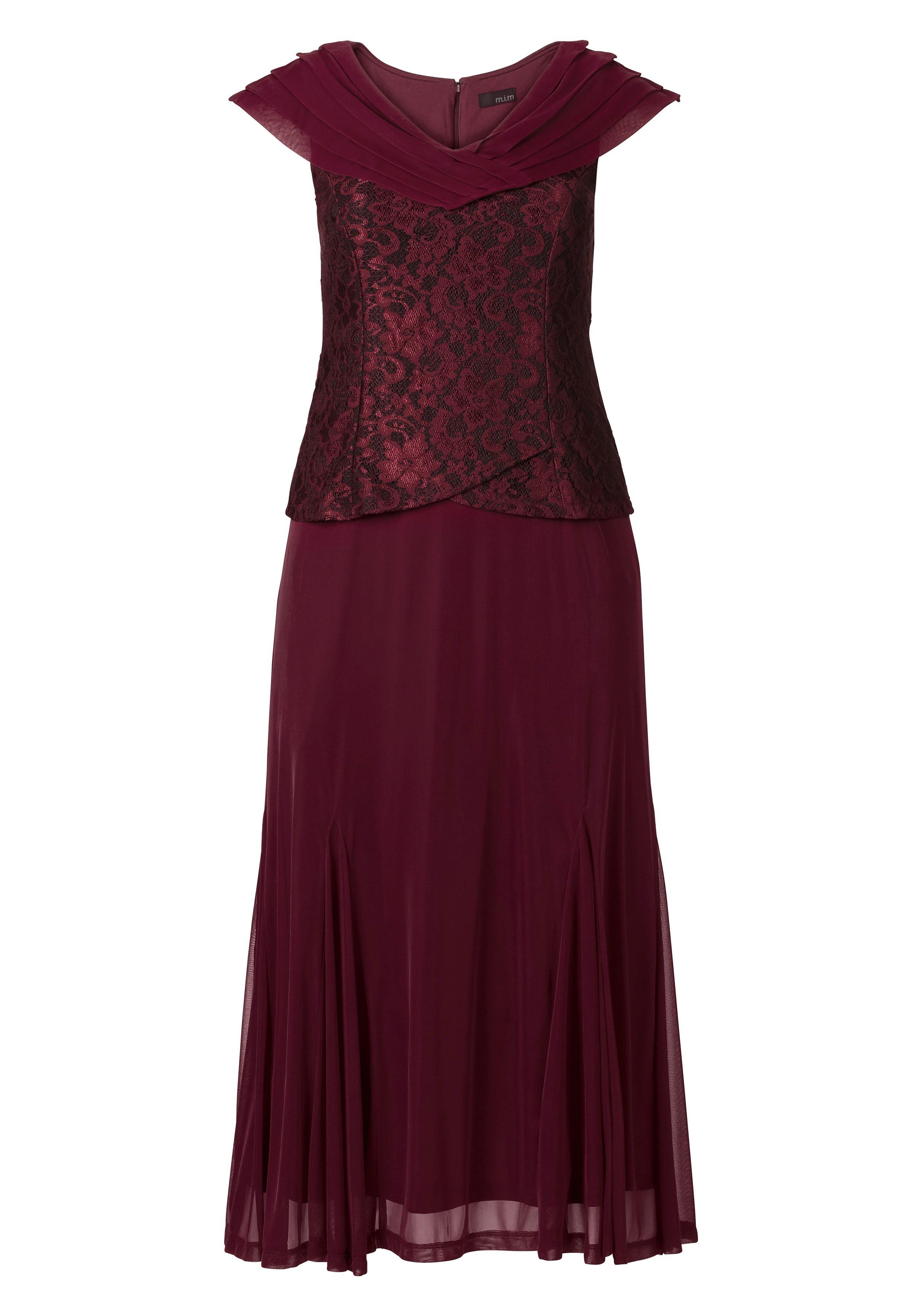 Abendkleid mit Godetfalten und Spitze