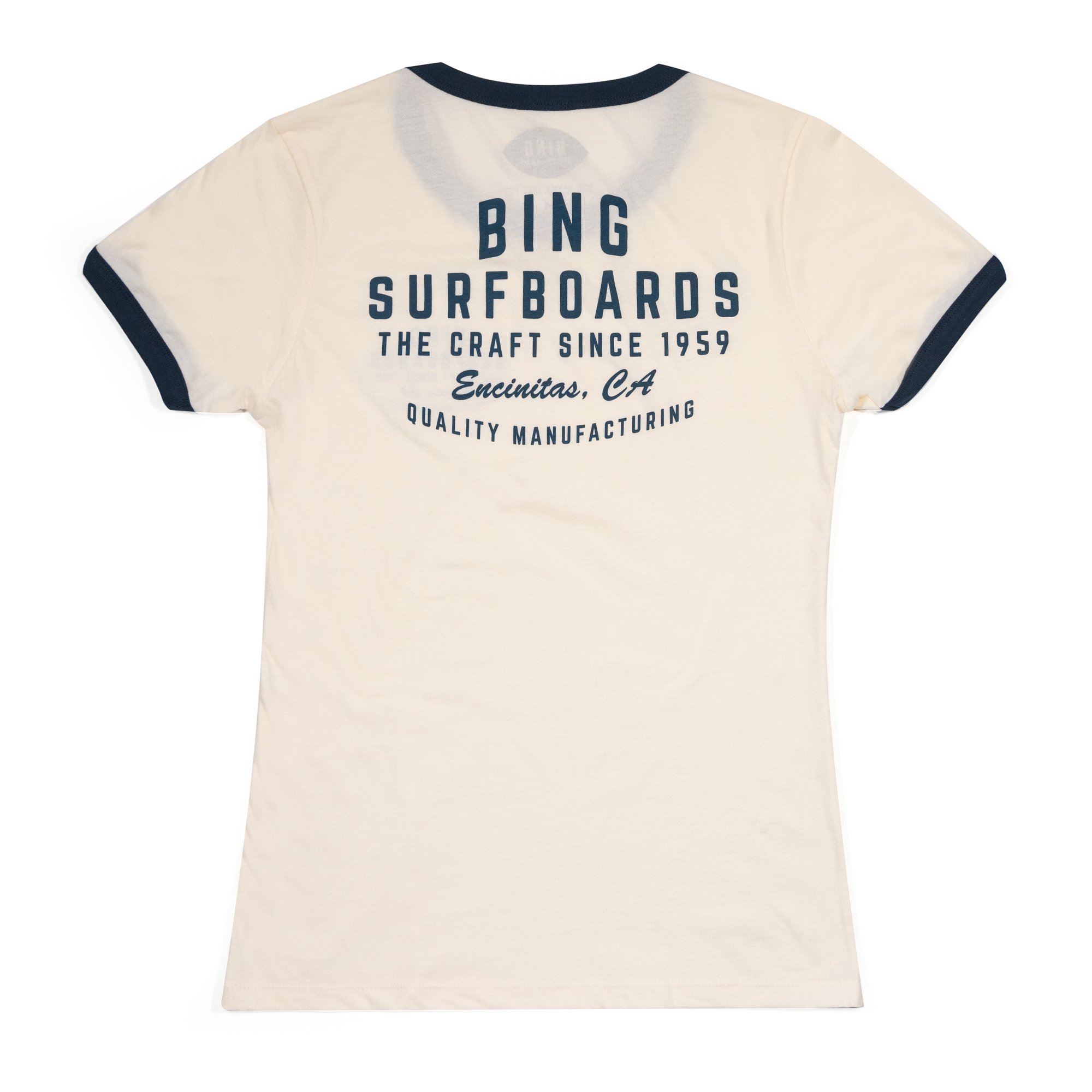 Bing Surfboards T-Shirt - Manufacturing Women's Ringer - Natural/Navy S