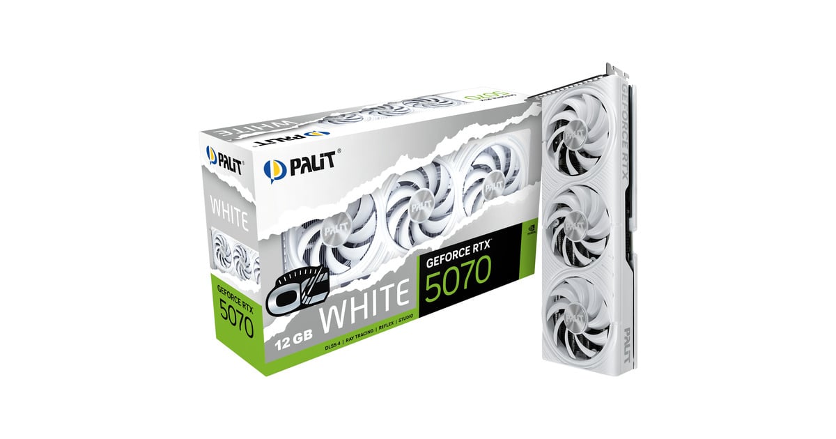 PalitGeForce RTX 5070 White OC grafische kaart  (DLSS 4, 3x DisplayPort, 1x HDMI 2.1)