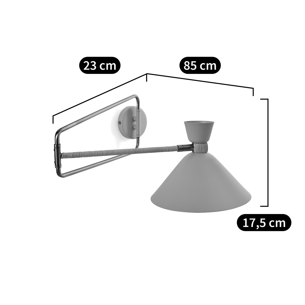AM.PM<br>Luminária de parede articulada em metal e rattan, Zoticus Ratan