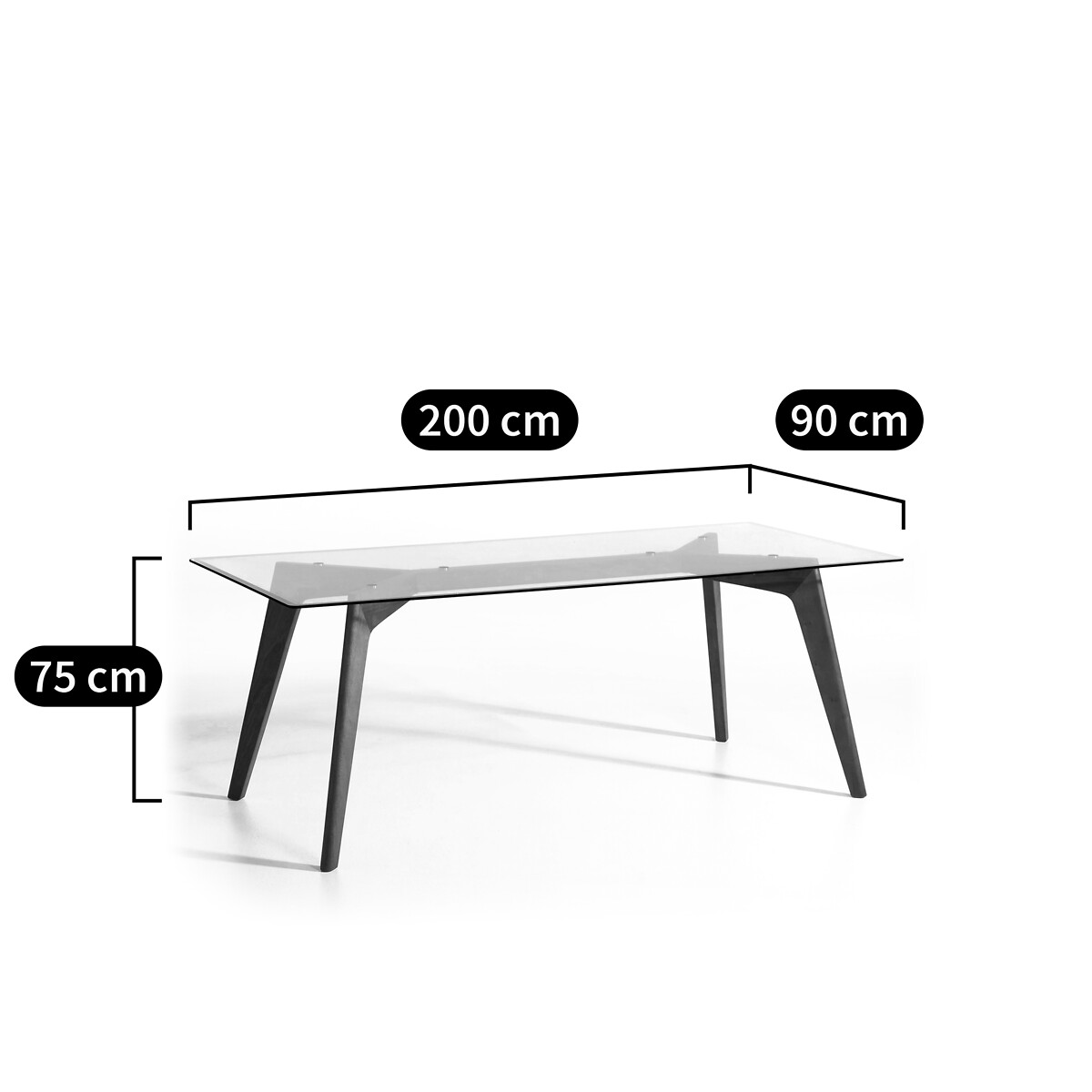 AM.PM<br>Mesa retangular de vidro e nogueira maciça, Crystal