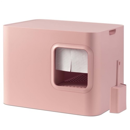 Caixa de areia rosa para gatos