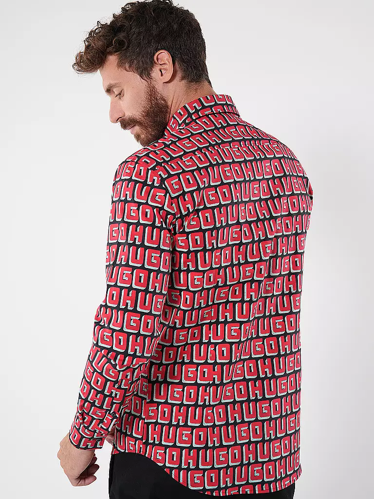 HUGO Hemd Slim Fit ERMO  rot