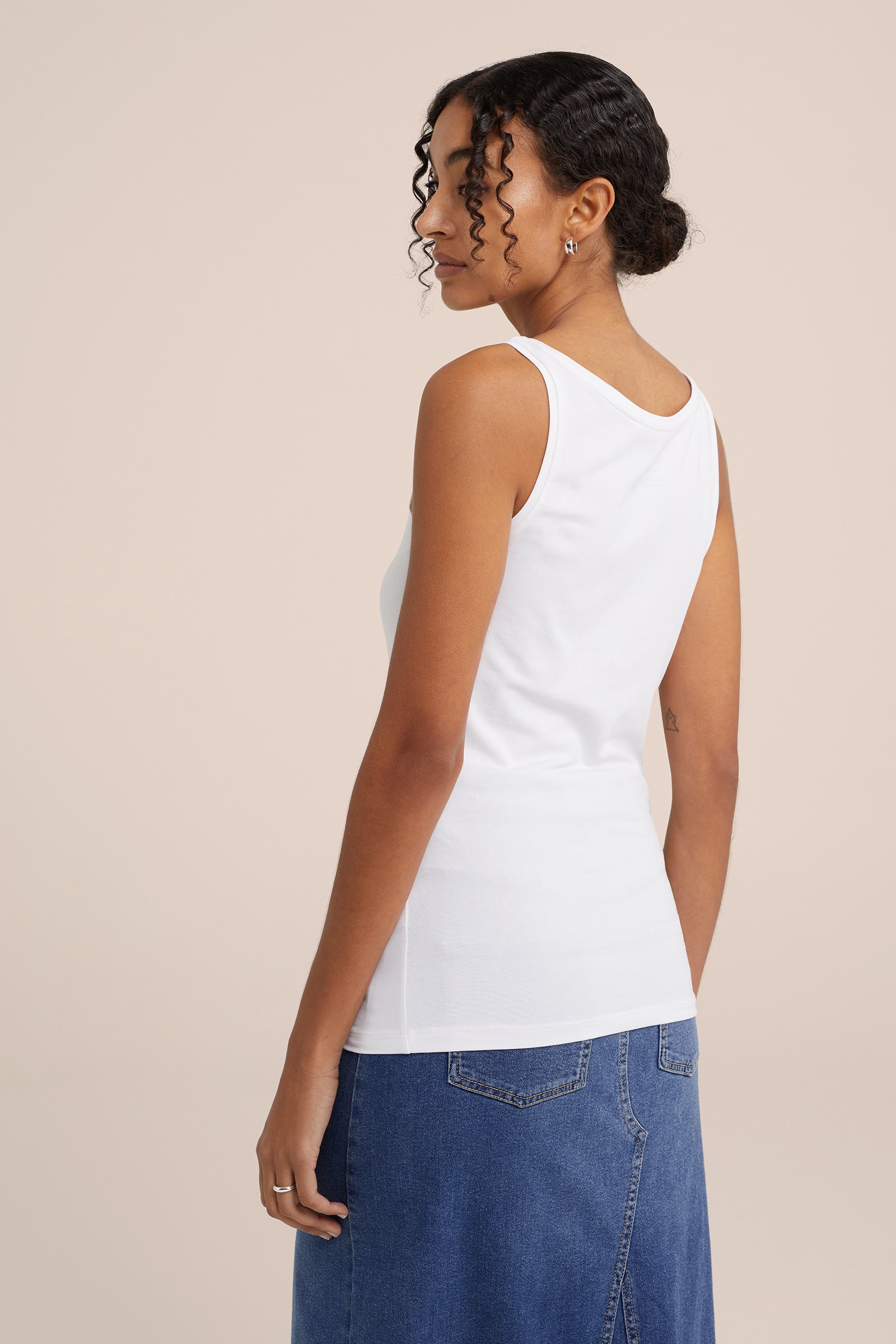 singlet van katoenmix WE Fashion Wit