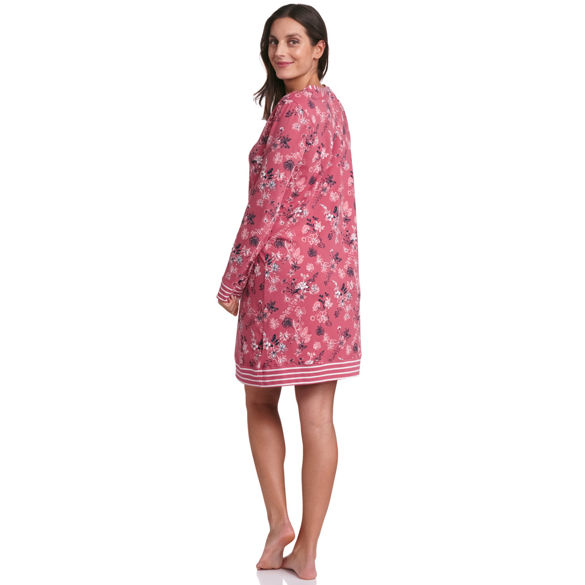 Gina Benotti Damen Nachthemd mit Blumen-Print himbeer