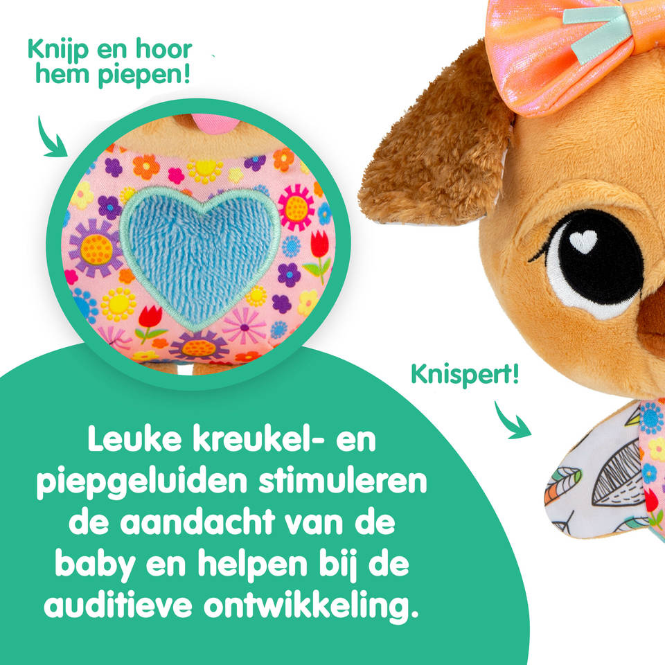 Lamaze Lovey de hond knuffel met ophangclip
