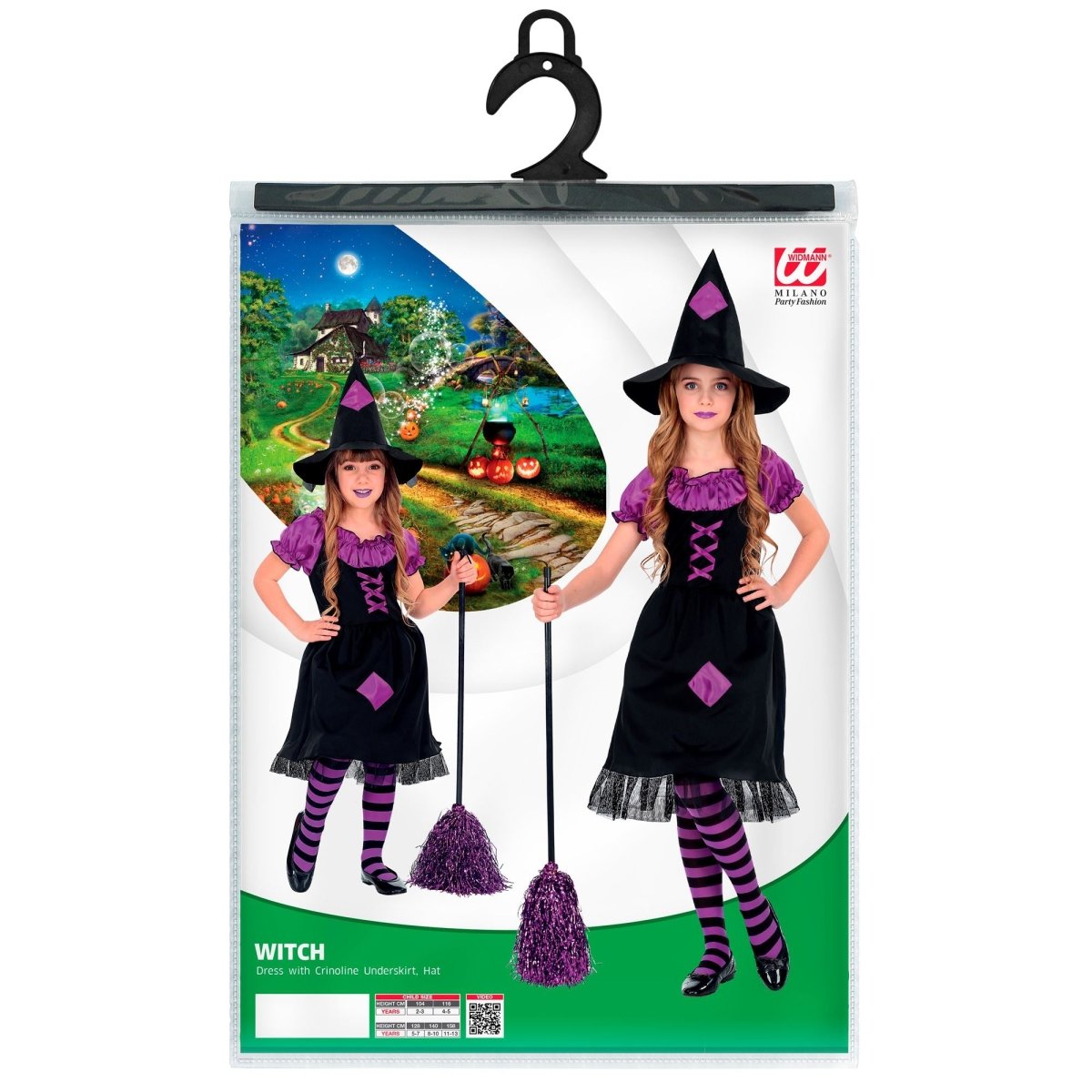 Halloween Kostuum Zwart Paars Meisje Heks