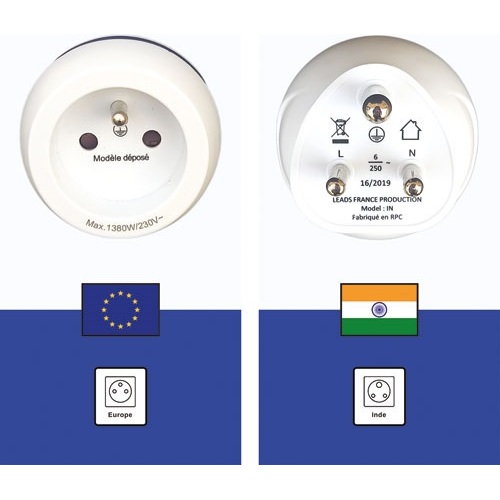 Adaptateur de voyage - France/Inde