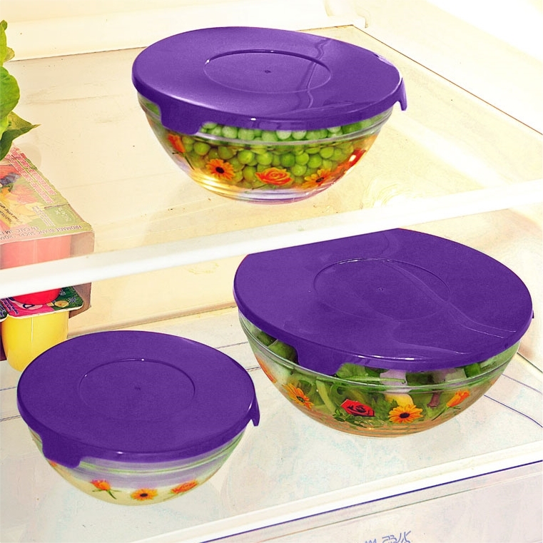 5 boîtes verre fleuries violet