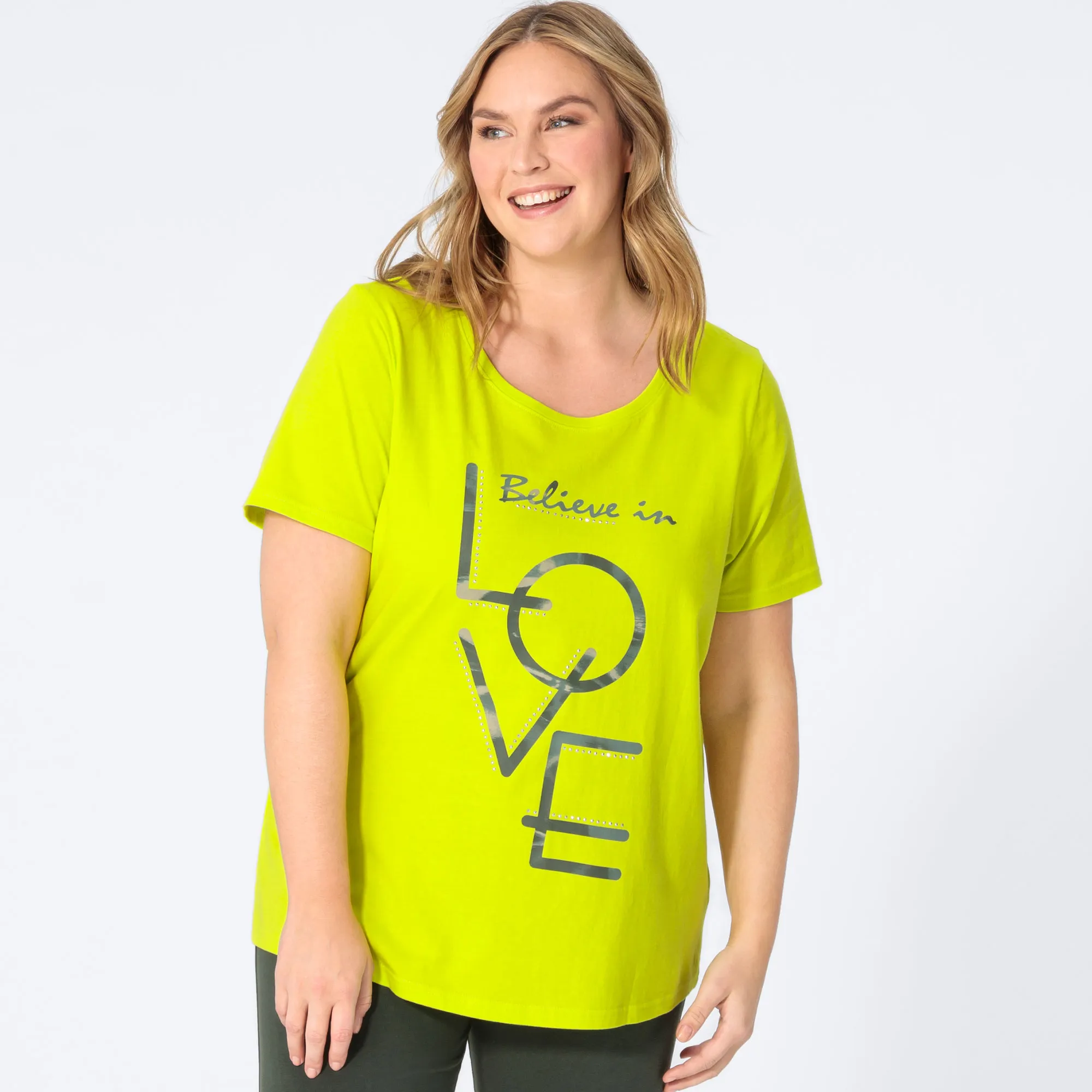 Damen-T-Shirt mit Frontaufdruck, große Größen