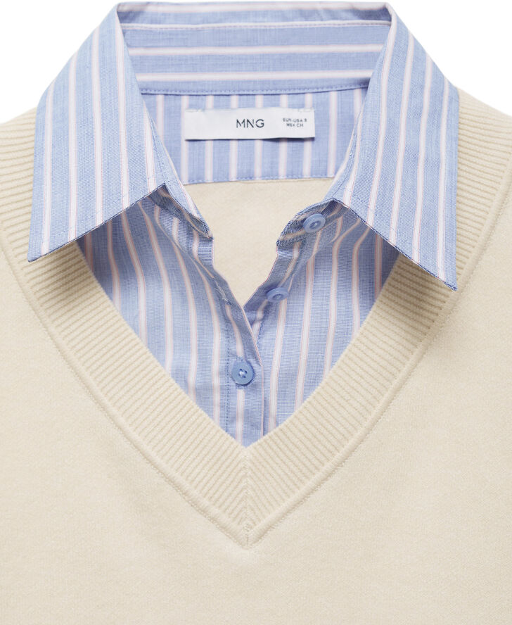 MANGO Combined shirt sweater Light beige