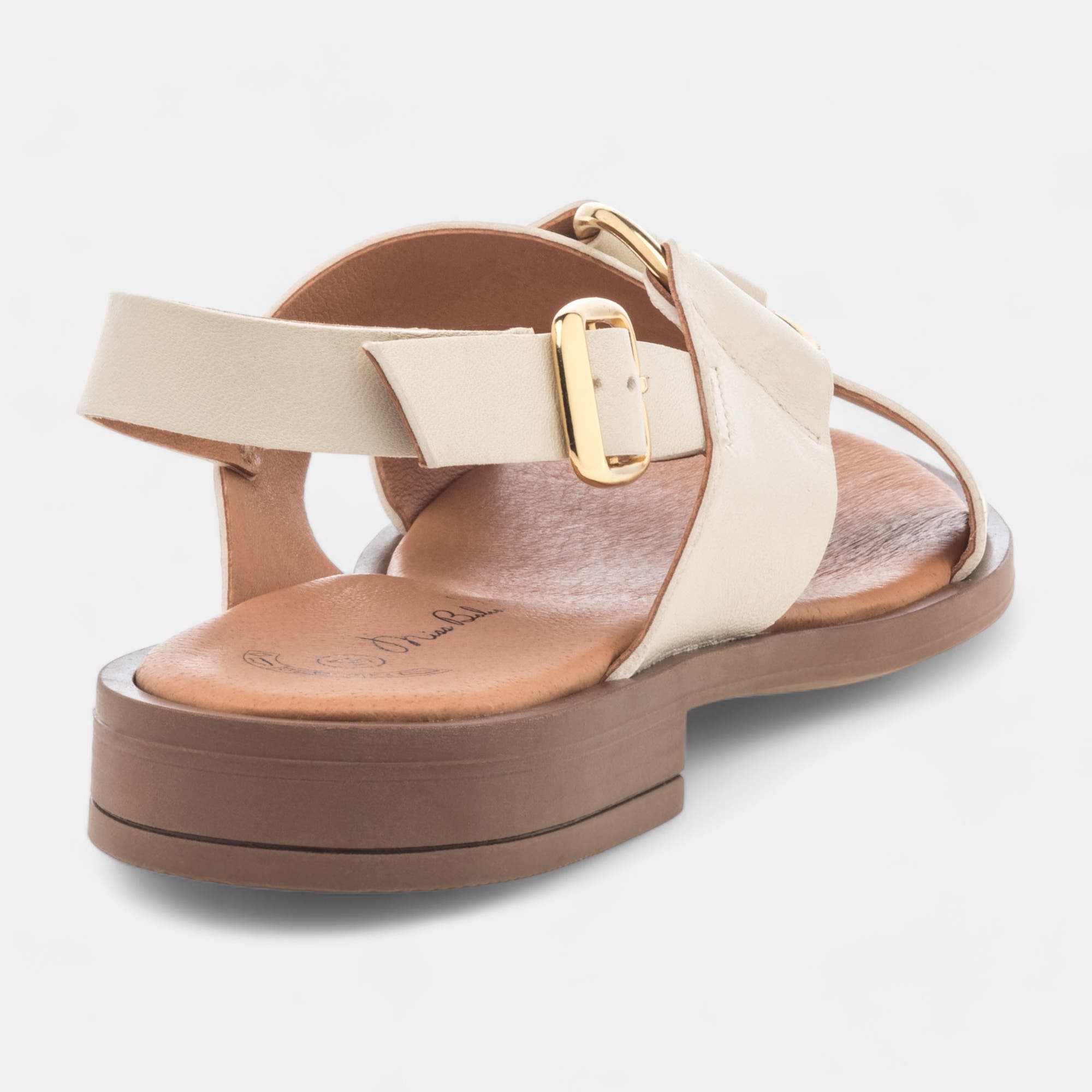 Nu-pieds Femme en cuir beige