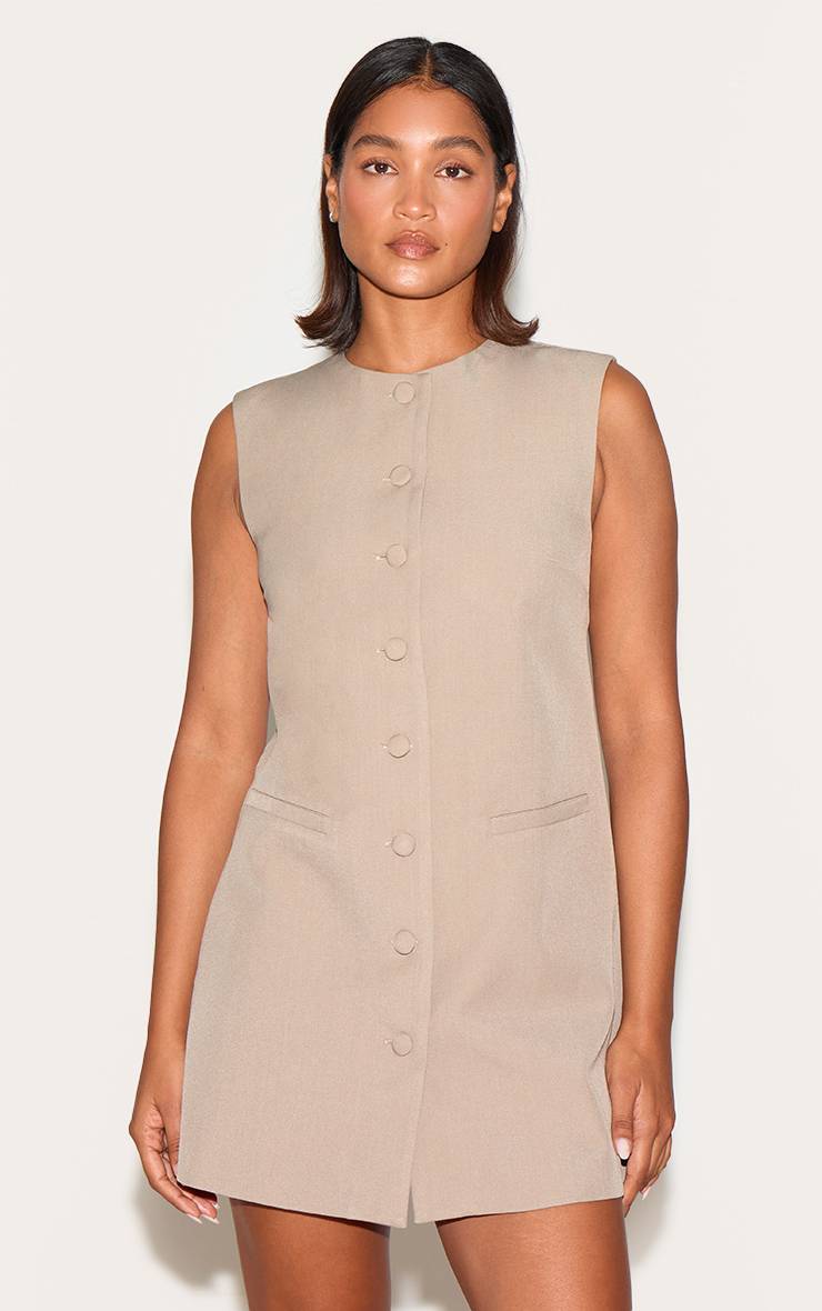 Champignon Robe Cintrée En Tissu Tissé À Boutonnage Et Coupe Évasée