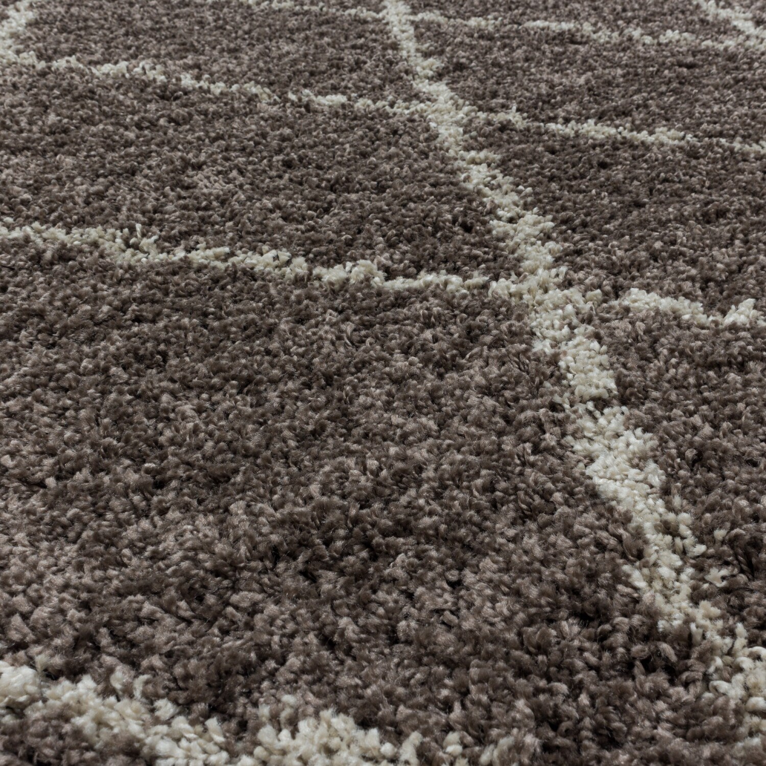 Moderner Runder Hochflor Teppich - Skandinavischer Stil mit Rautenmuster