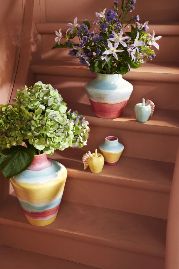 Kähler Poppery Vase H12 cm pink/mint/gul Lyserød