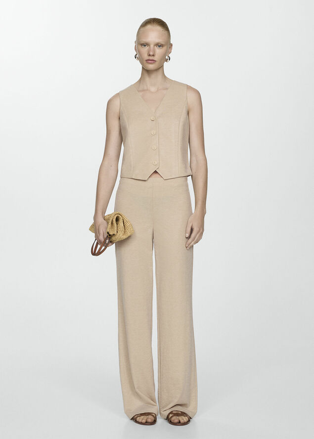 MANGO Gilet with buttons Light beige