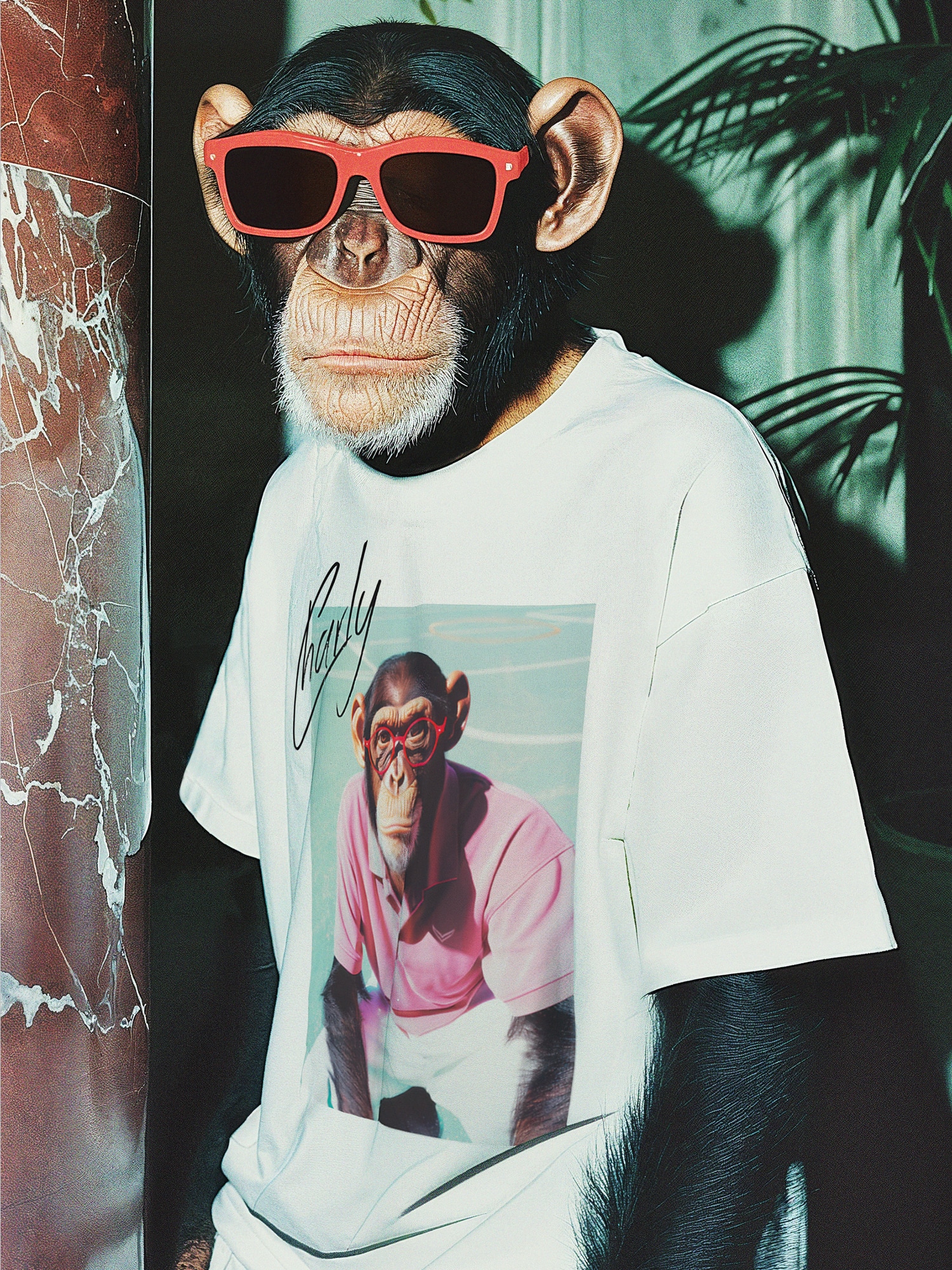 T-Shirt TRIGEMA Affe Charly Weiss