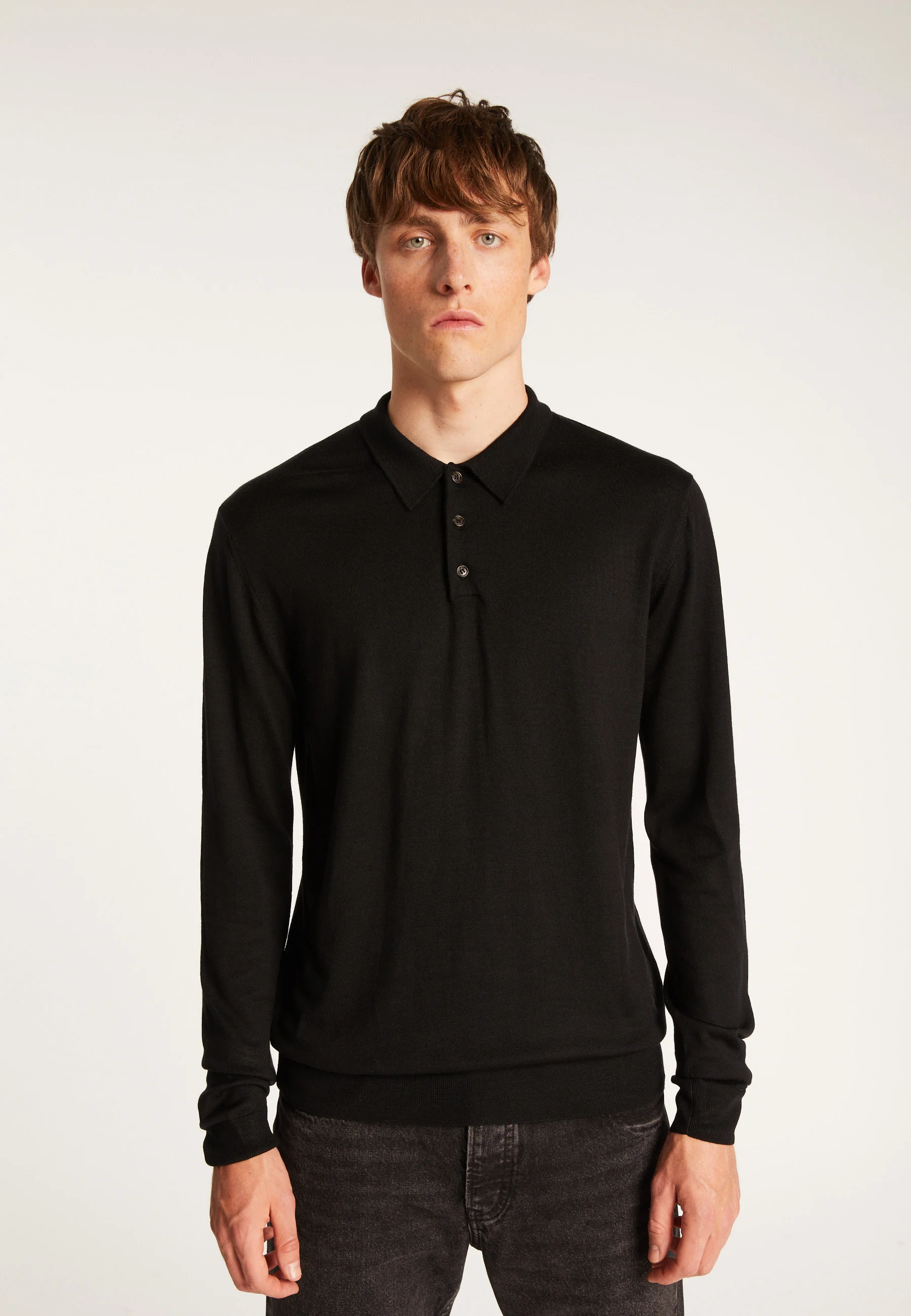 ENIAH24 - Pull col polo en laine mérinos | Noir