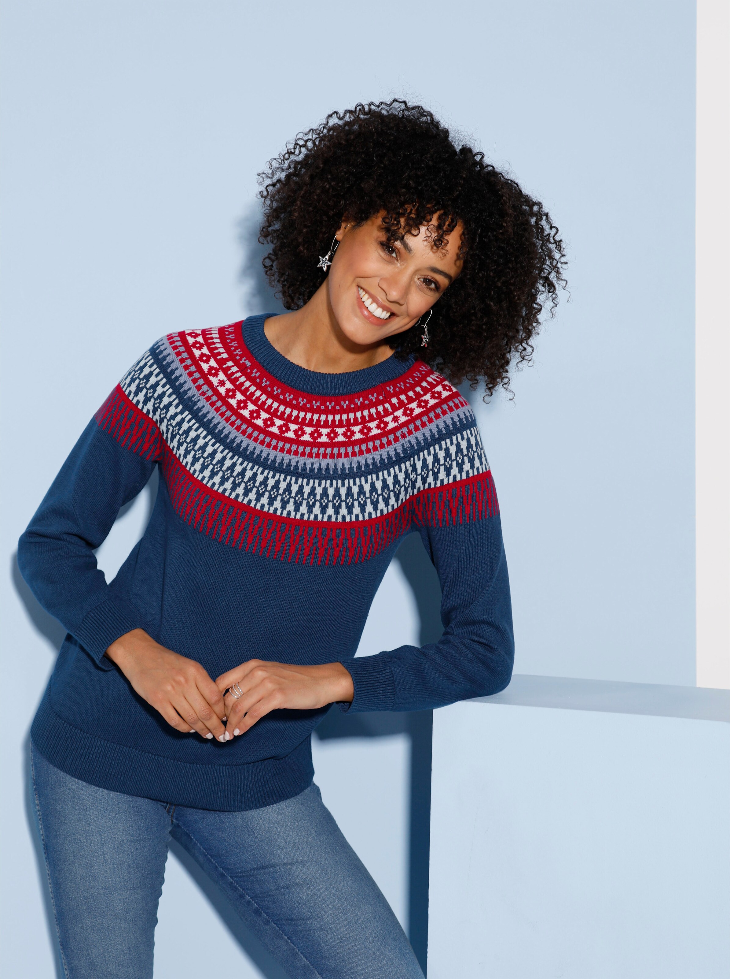 Norwegerpullover im Jacquard-Strick