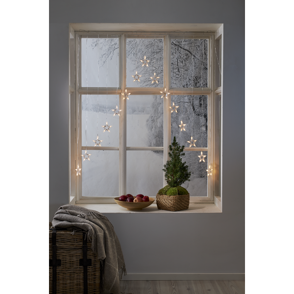 (125cm) 75 LED's Weihnachts Deko Lichterkette Sternen Vorhang Beleuchtung Batteriebetrieben (12.729.49) - Warmweiss