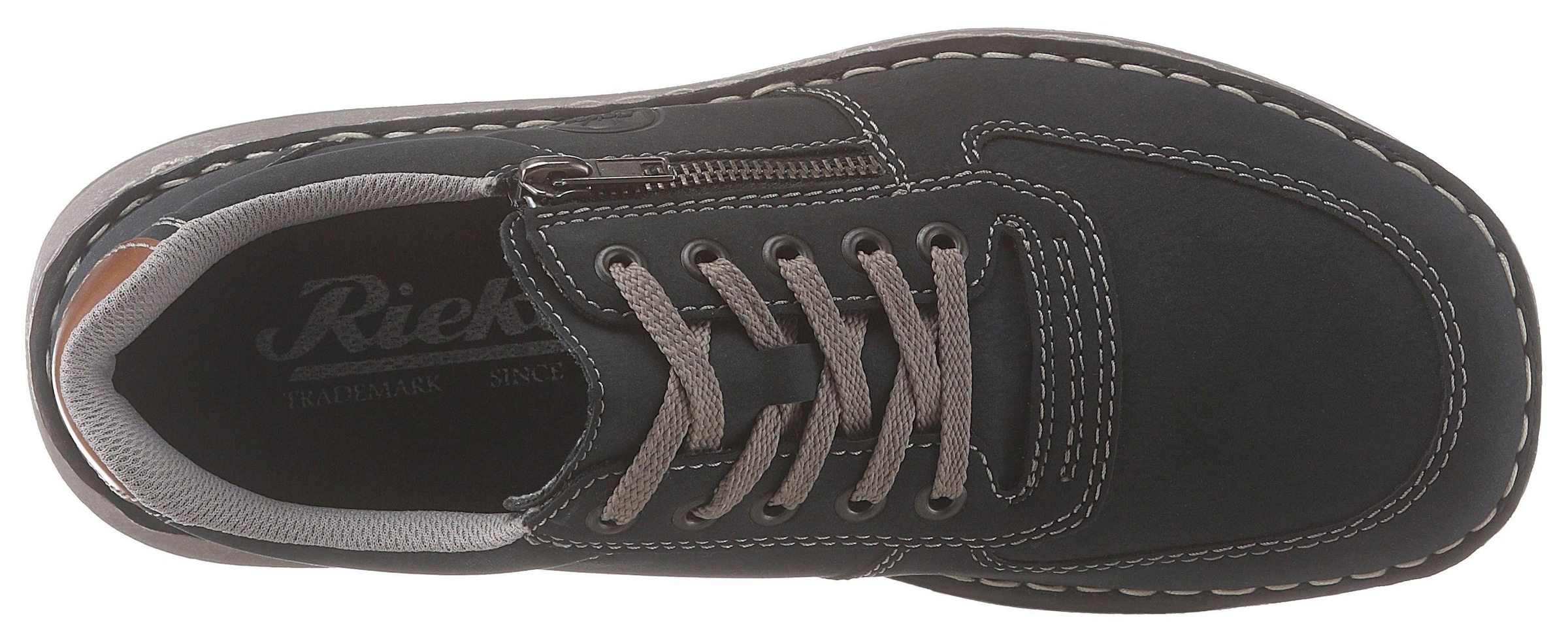 Rieker Schnürschuh  mit seitlichem Reissverschluss, Freizeitschuh, Halbschuh, Schnürschuh
