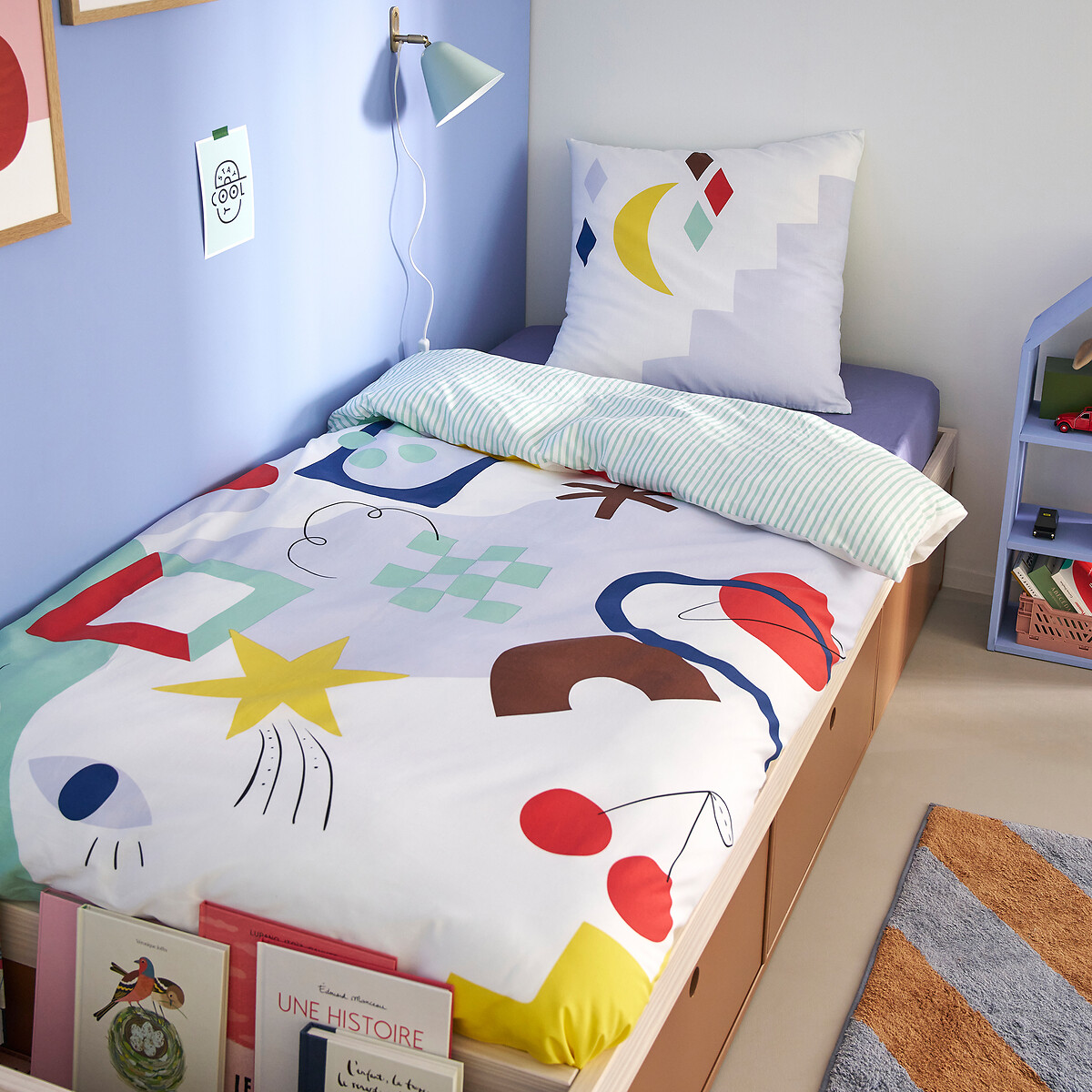 LA REDOUTE INTERIEURS<br>Conjunto de cama 50% algodão reciclado, fronha quadrada, Olias