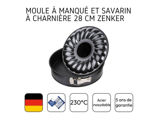 ZENKER - Pâtisserie Moule à manqué et savarin double fond 28 cm black metallic r...