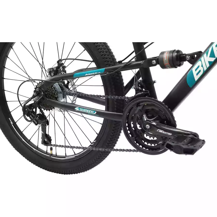 Bikestar Kinderrad Fully MTB Stahl 24 Zoll schwarz, grün