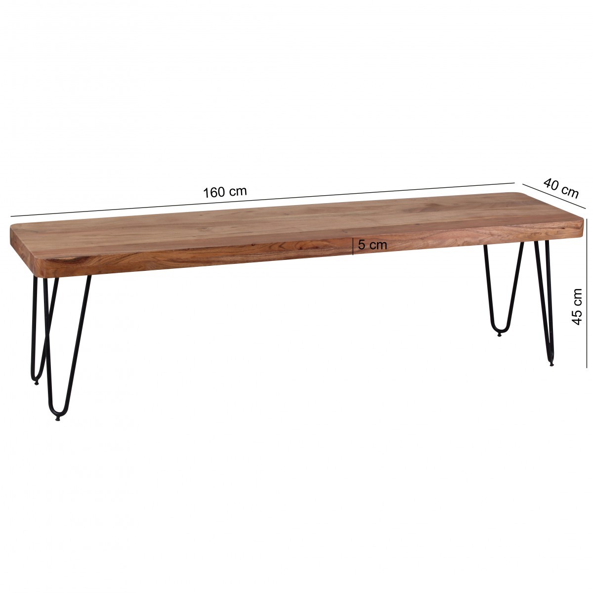 Sitzbank - Akazie massiv lackiert - 160 cm