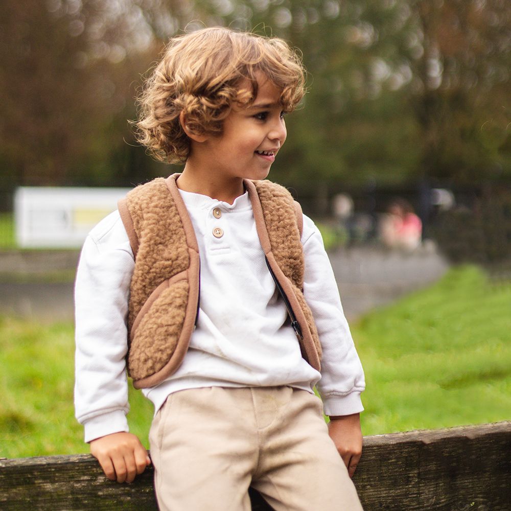 Moonrise kids wollen vestje met rits bruin