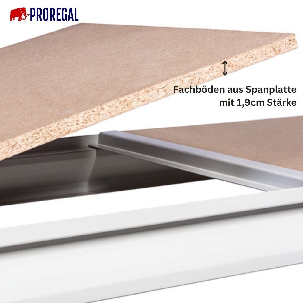 PROREGAL Breedspankast Maximus Pro basiskast HxBxD 250 x 250 x 60 cm 3 legplanken Spaanplaat legplank draagvermogen 530 kg Lichtblauw & lichtgrijs