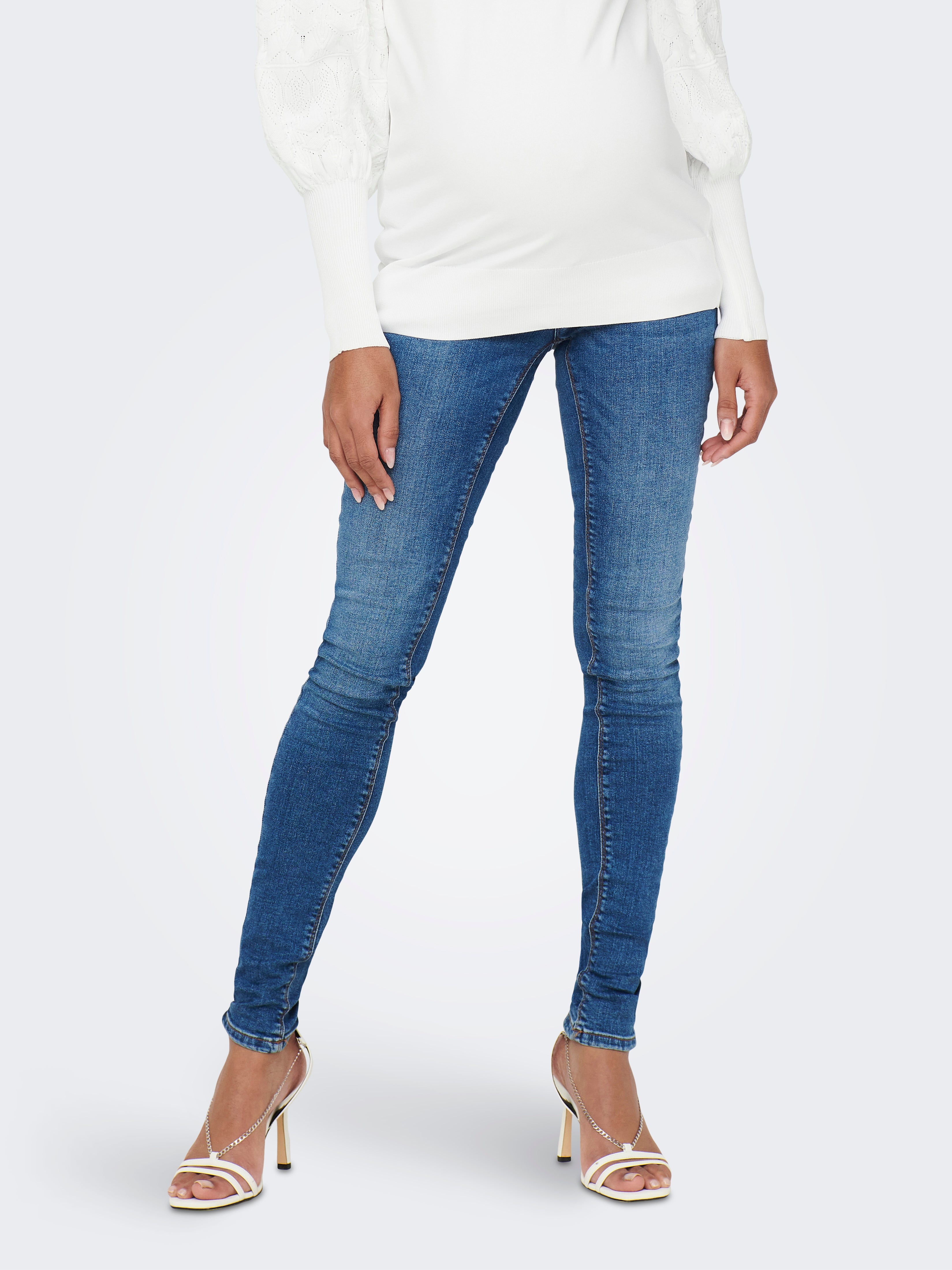 OLMPAOLA Hohe Taille Skinny Fit Jeans Medium Blue Denim