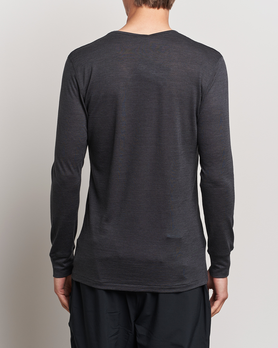 Zimmerli of Switzerland Wool/Silk Long Sleeve T-Shirt Charcoal