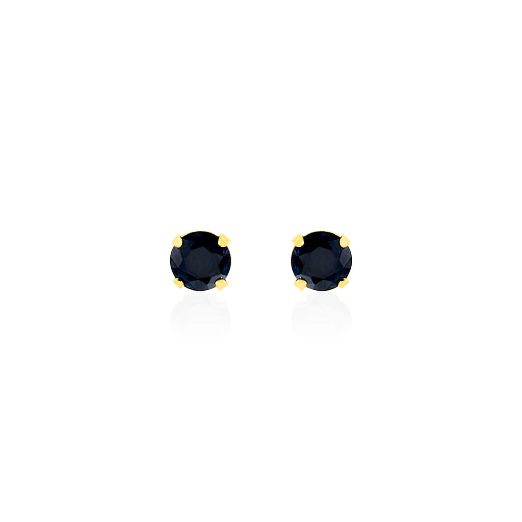 Boucles D'oreilles Puces Elea Serti Griffe Or Jaune Saphir