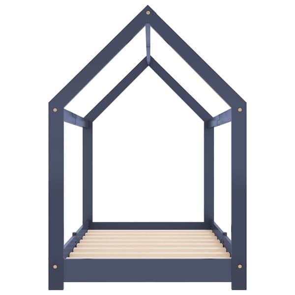 vidaXL Seng/Sengeramme for barn heltre furu grå 70x140 cm change1