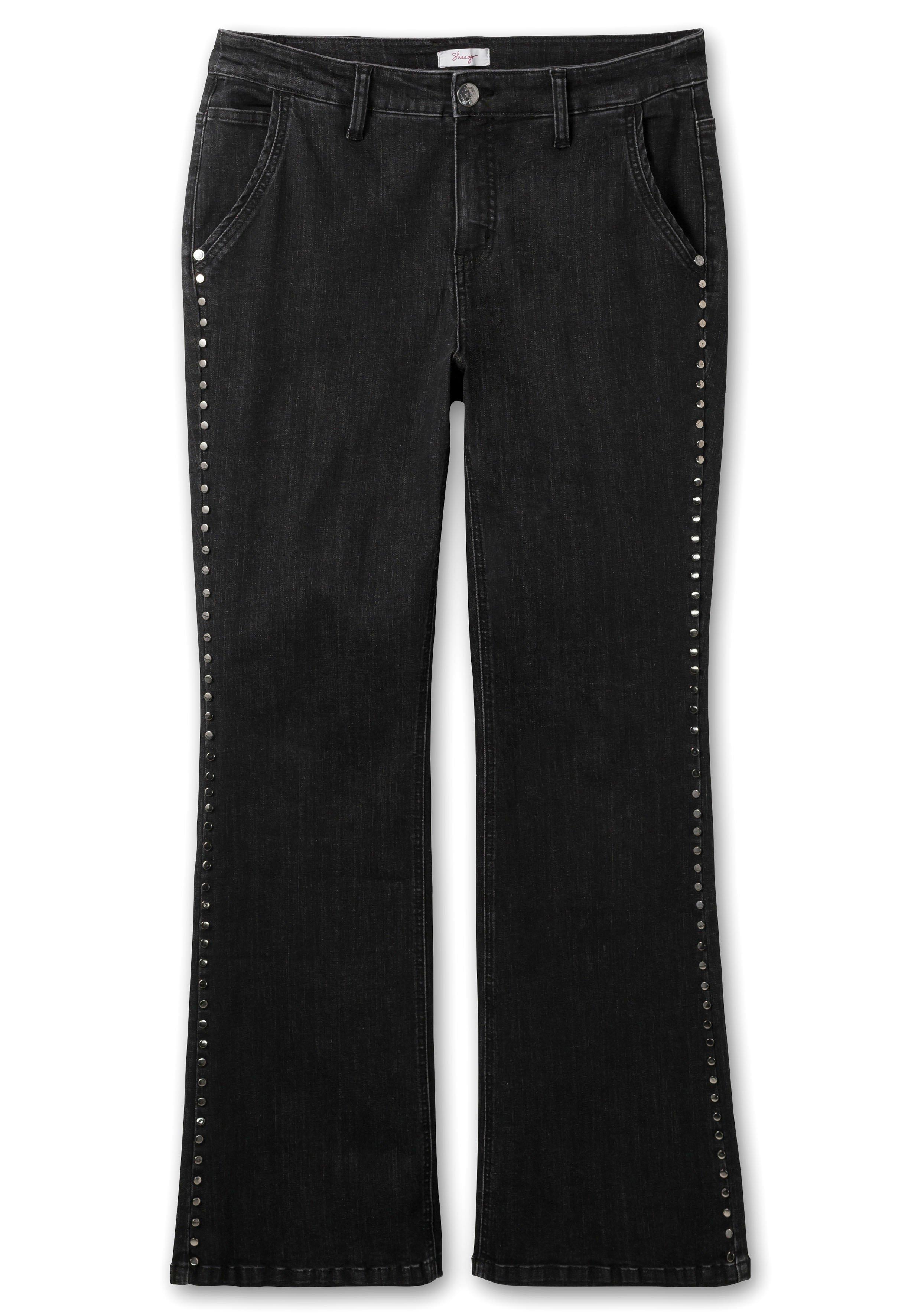 Bootcut-Jeans mit Nieten seitlich, in High-Heel-Länge