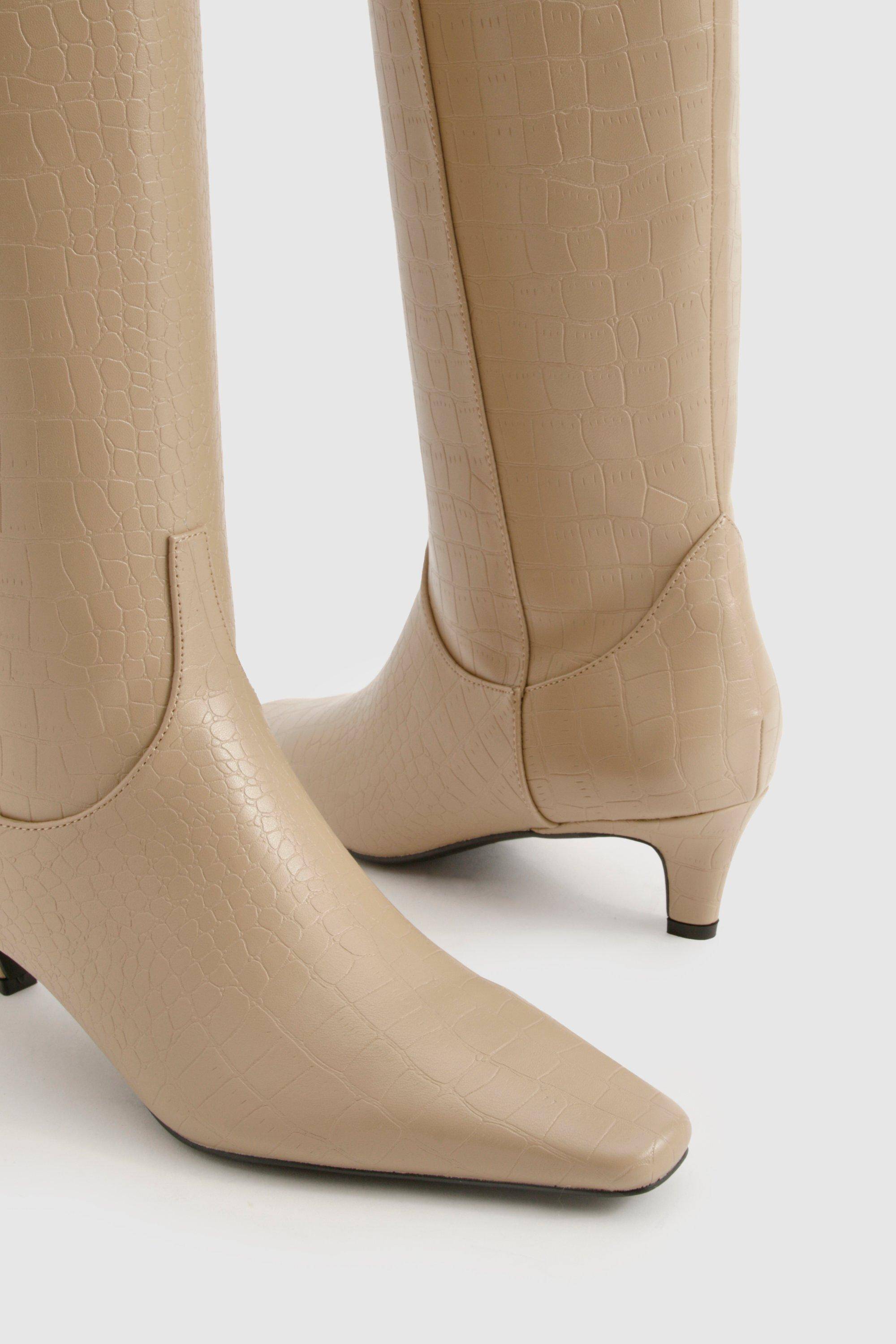 boohoo Bottes mi-hautes Croc à talon bas