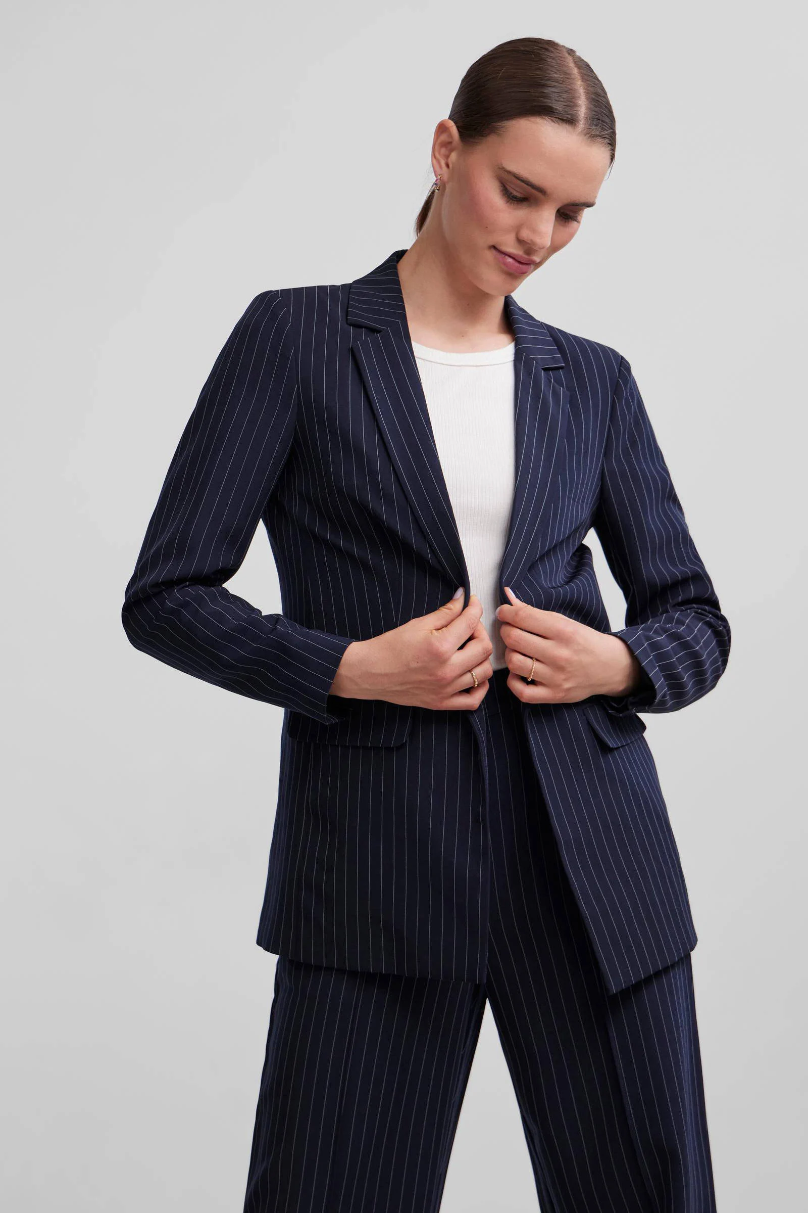 PIECES blazer PCBOSSY  met krijtstreep blauw