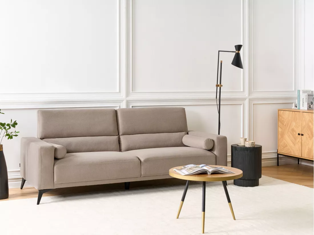 Canapé 3 places en tissu taupe ANGE